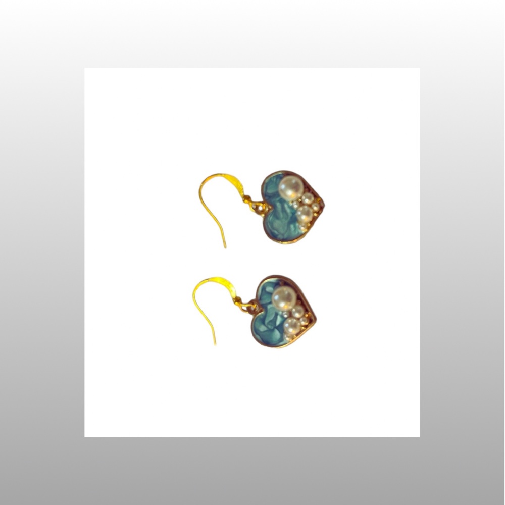 Handmade Blue Heart Shape Earrings